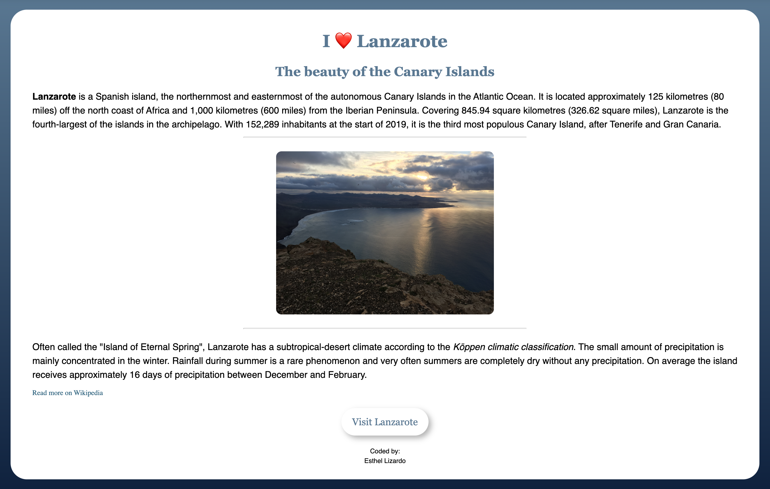 web about the island of Lanzarote