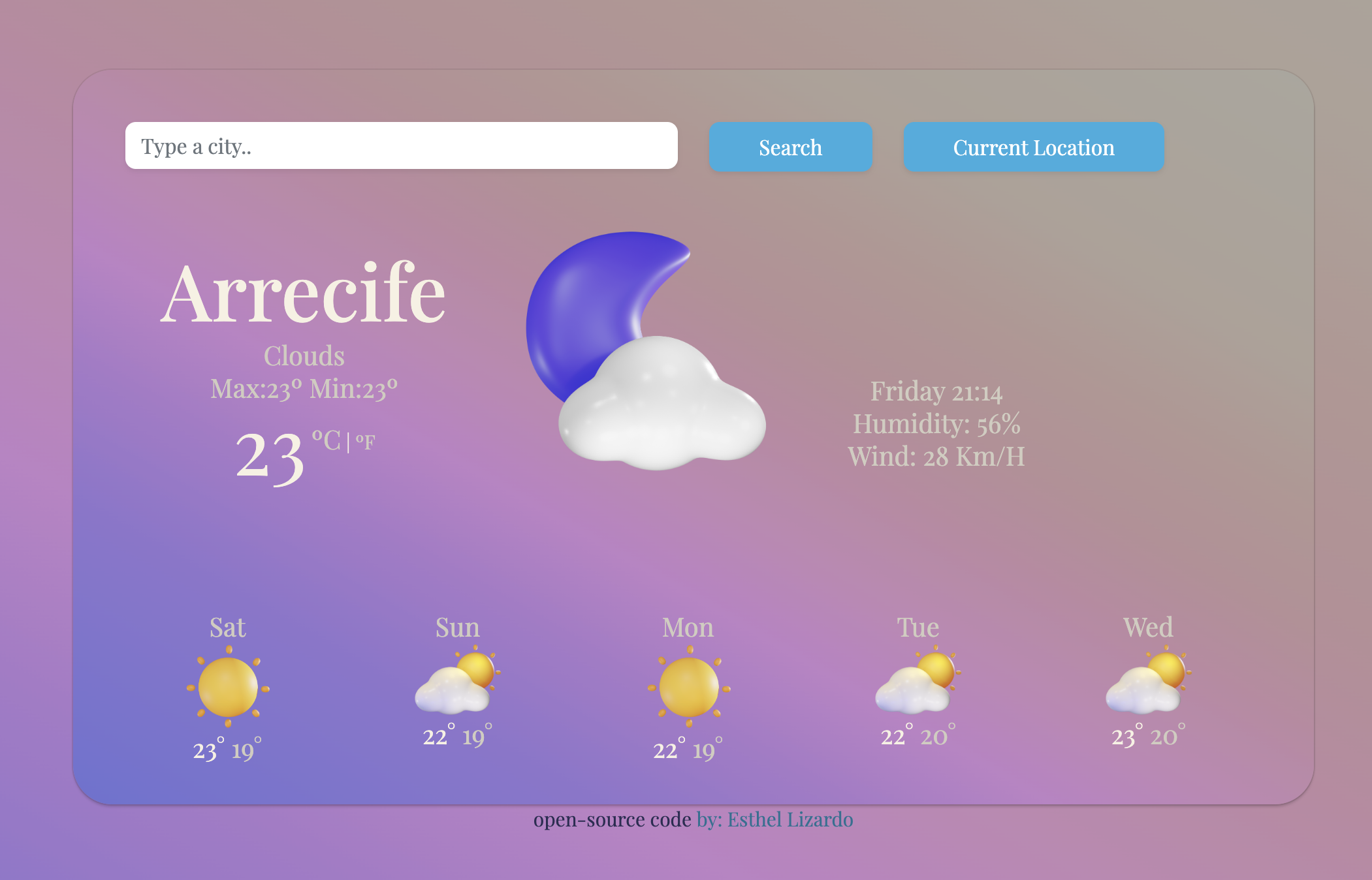 weather app built by Esther Lizardo